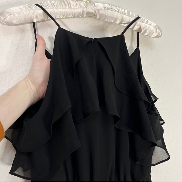 BCBGeneration Black Maxi Dress Chiffon Ruffle Spaghetti Strap Bridesmaid Sz XS - Picture 10 of 14